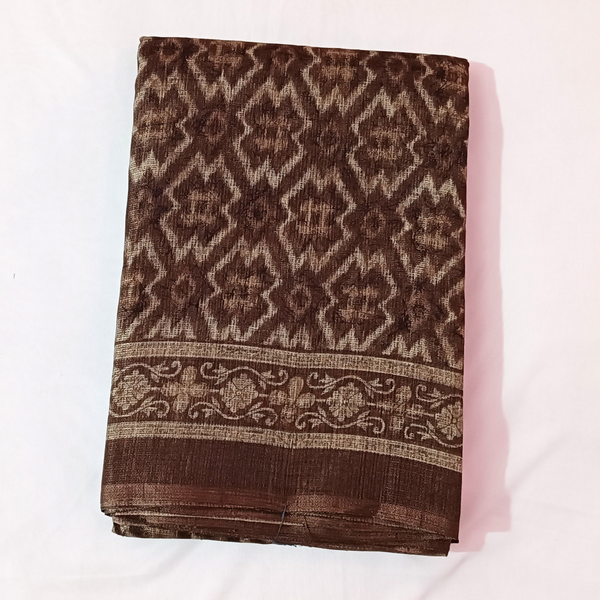 Women's Brown Khadi  Saree With Blouse Piece