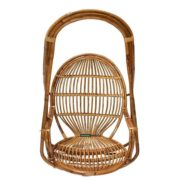 Swadeshi Bamboo Cane Swing Jhula | Single Seater Cane Wood Swing Chair | Indoor and Outdoor swing | Rattan Cane Jhula for Balcony, Patio, Garden, Resturant - swadeshibamboo