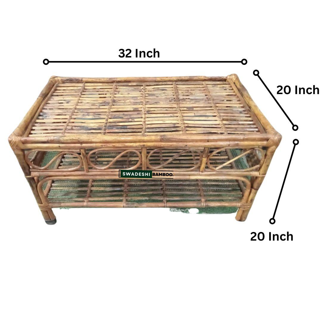 Swadeshi Bamboo Cane Rattan Coffee Tea, Snacks Table for Balcony, Office, Room, Garden Table - swadeshibamboo