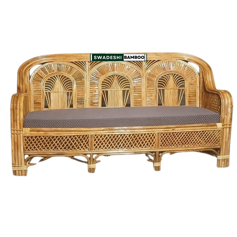 3-Seater Sofa Couch for Home, Living Room, Garden, Office with Cushion (Rajdarbar Design)