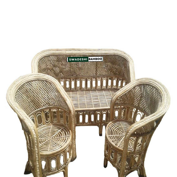 Cane Sofa Set with Table (3 Sitter + 2 No. Single Chair + 1 Center Table)