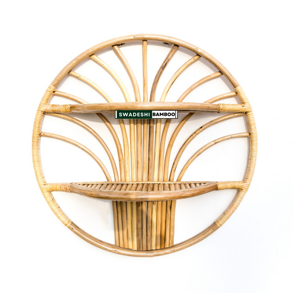 Tree Round Bamboo Shelves/Rattan Wall Shelf For Living Room, Bathroom, Kitchen, Nursery and Kids Room