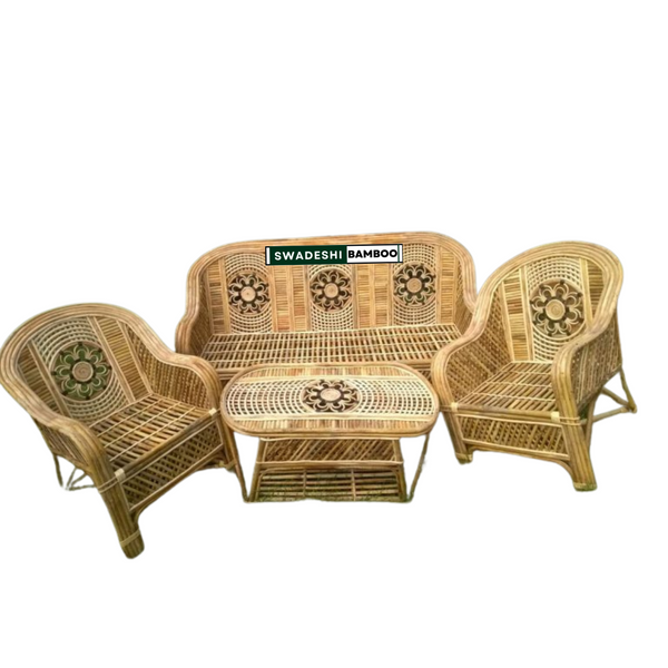 Bamboo 5 Seater Designer Sofa Set with table For Home, Living Room, Garden