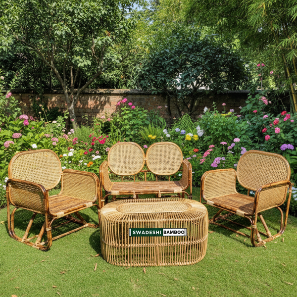 Bamboo Cane weaving Sofa Set With Table