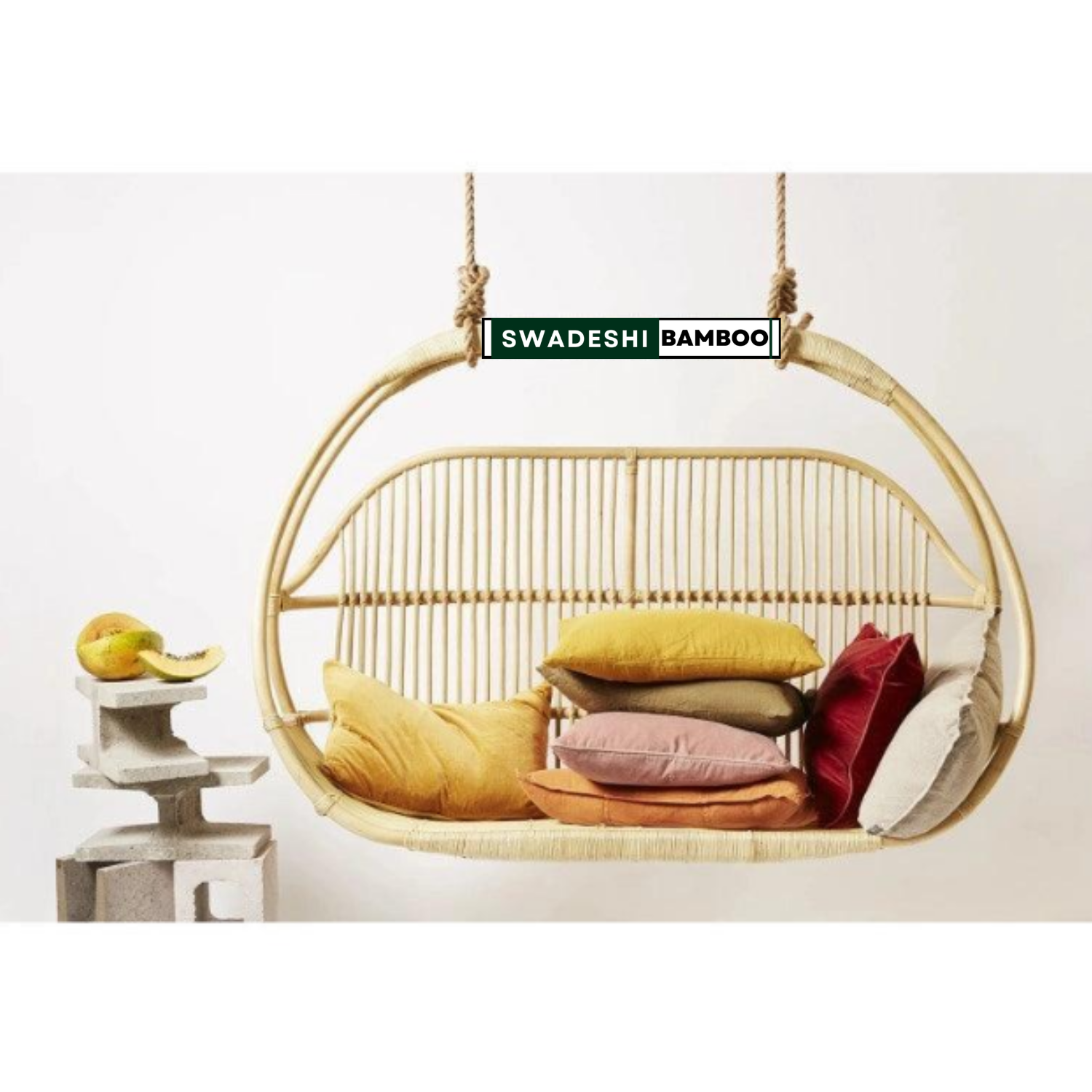 2 Seater Bamboo Cane Swing