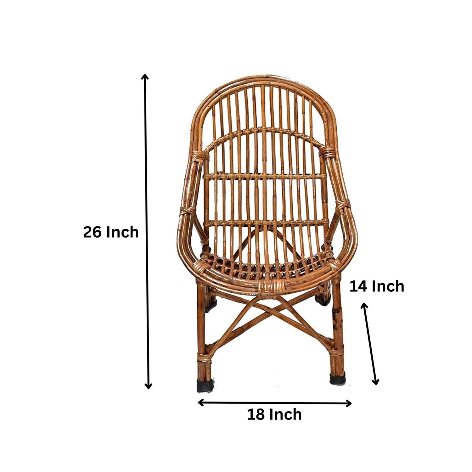 Queen Designer Wooden Bamboo Cane Chair for 2 Year to 12 Year for Kids Room - swadeshibamboo