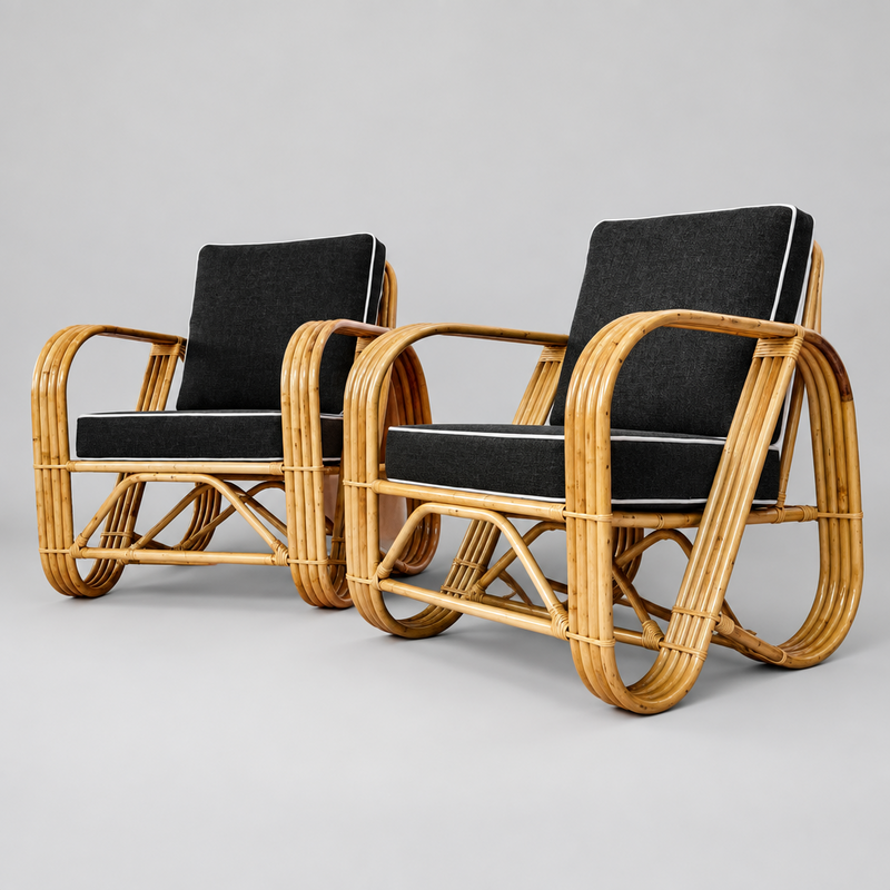 Bamboo Cane Arm Chair (Set Of 2)
