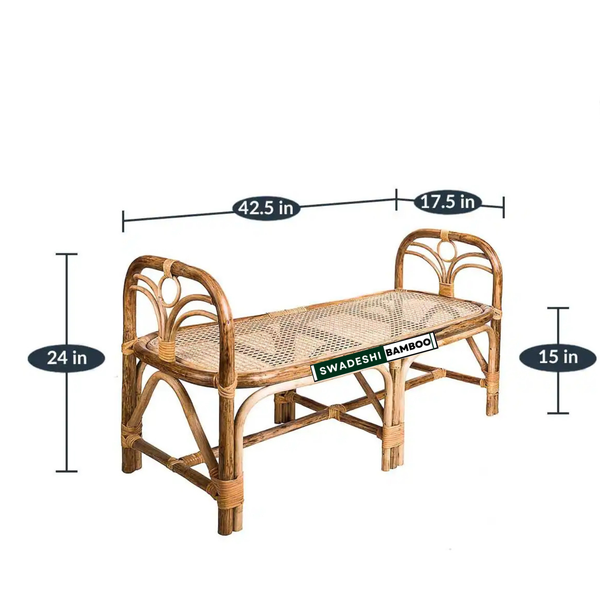 Vintage Bamboo Cane Bench