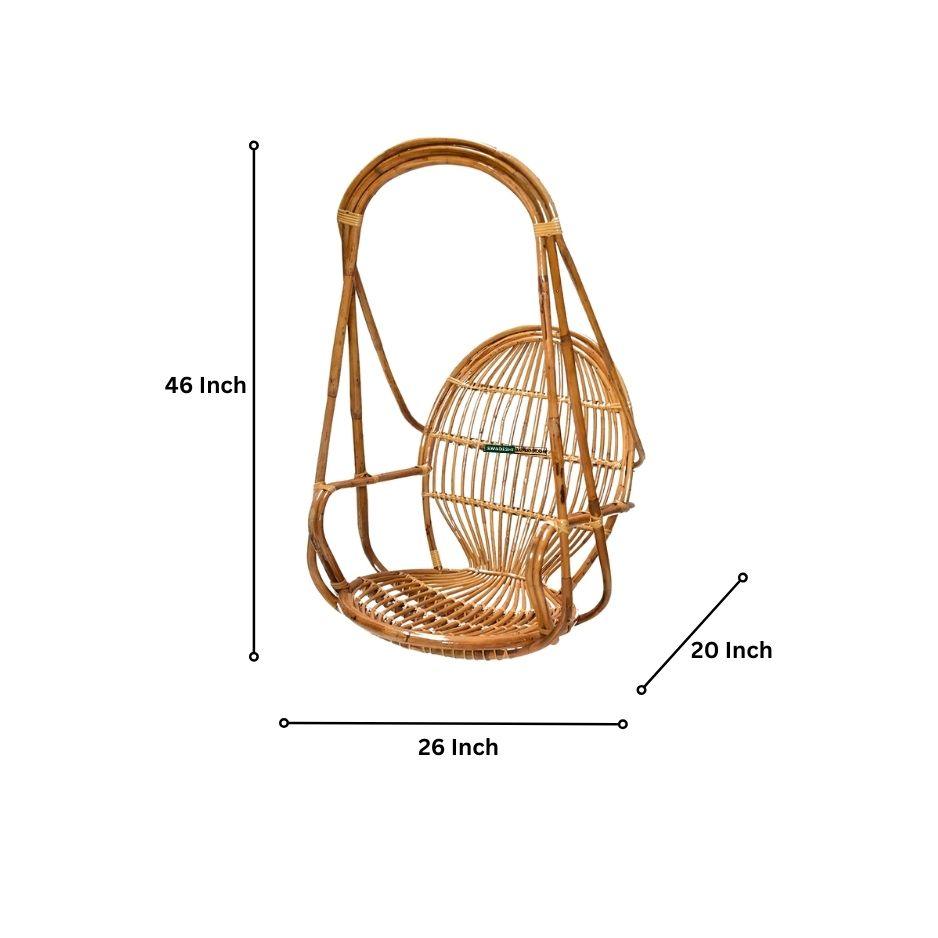 Swadeshi Bamboo Cane Swing Jhula | Single Seater Cane Wood Swing Chair | Indoor and Outdoor swing | Rattan Cane Jhula for Balcony, Patio, Garden, Resturant - swadeshibamboo