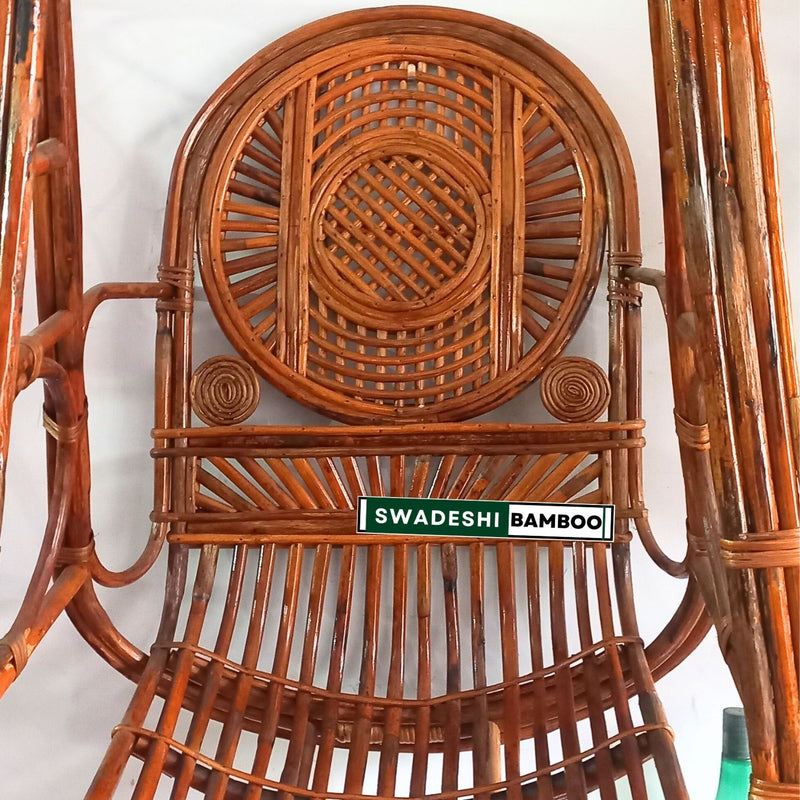 Single Seater Cane Wood Swing Chair | Cane Jhula for Balcony, Patio, Garden, Restaurant | Size- Large