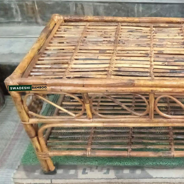 Swadeshi Bamboo Cane Rattan Coffee Tea, Snacks Table for Balcony, Office, Room, Garden Table - swadeshibamboo