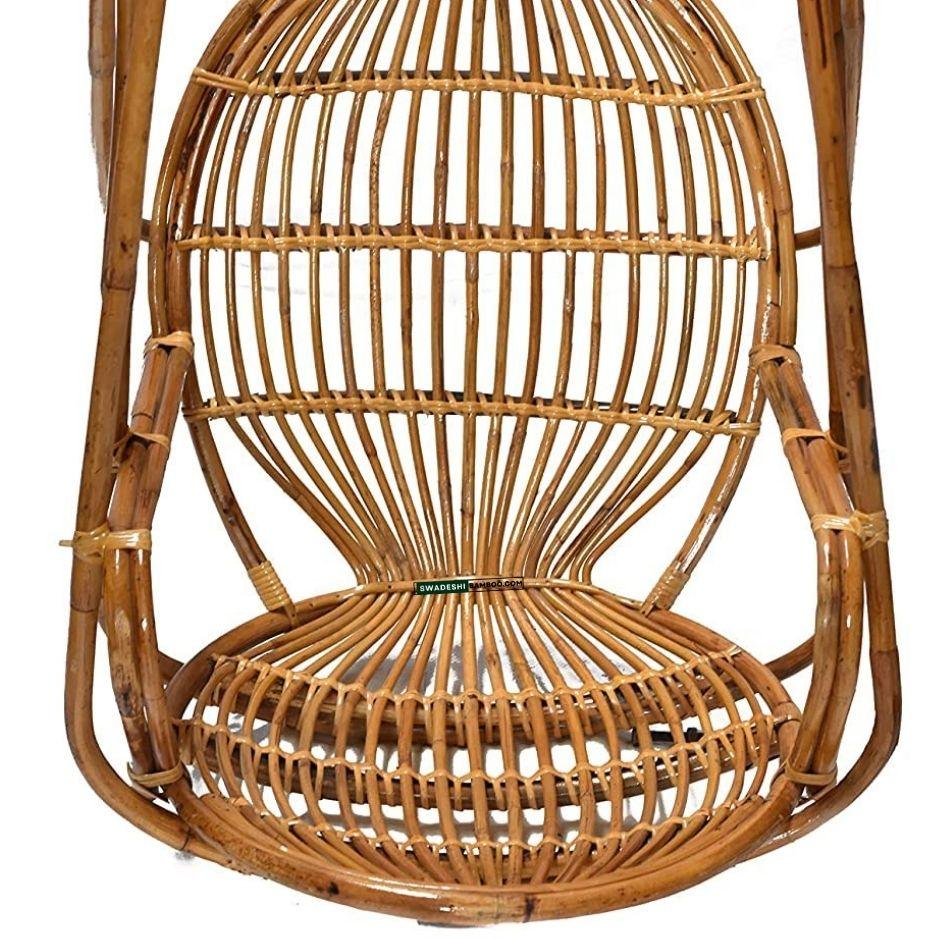 Swadeshi Bamboo Cane Swing Jhula | Single Seater Cane Wood Swing Chair | Indoor and Outdoor swing | Rattan Cane Jhula for Balcony, Patio, Garden, Resturant - swadeshibamboo