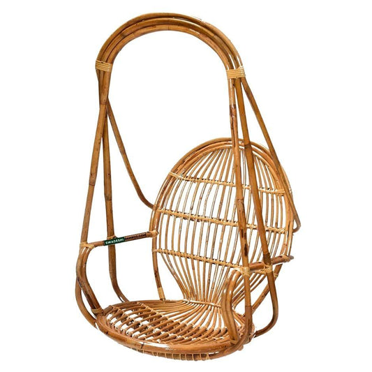 Swadeshi Bamboo Cane Swing Jhula | Single Seater Cane Wood Swing Chair | Indoor and Outdoor swing | Rattan Cane Jhula for Balcony, Patio, Garden, Resturant - swadeshibamboo