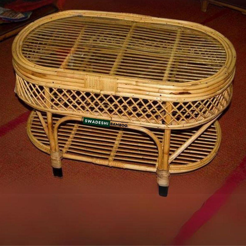 Cane Wicker Bamboo Center Table | Tea, Coffee Table for Home, Balcony, Office, Room, Garden, and Balcony - swadeshibamboo