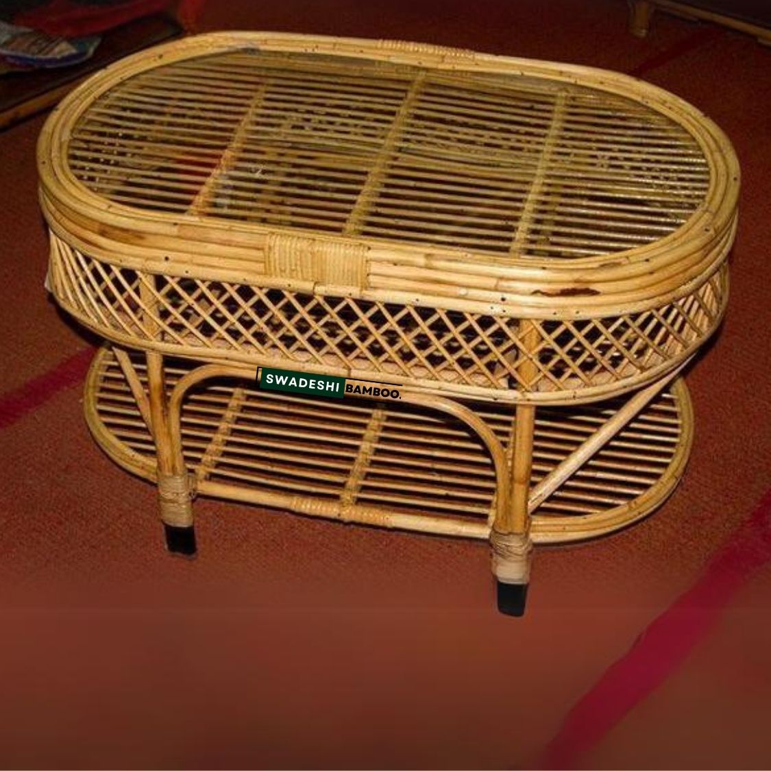 Cane Wicker Bamboo Center Table | Tea, Coffee Table for Home, Balcony, Office, Room, Garden, and Balcony