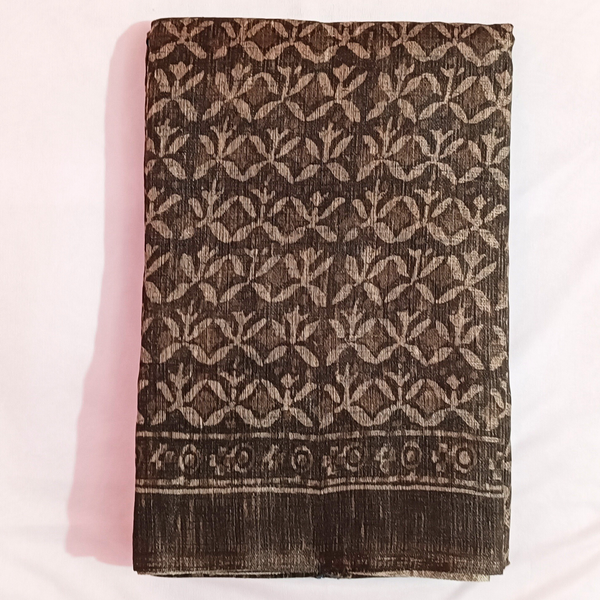 Bamboo Women's khadi Saree With Blouse Piece (Brown)
