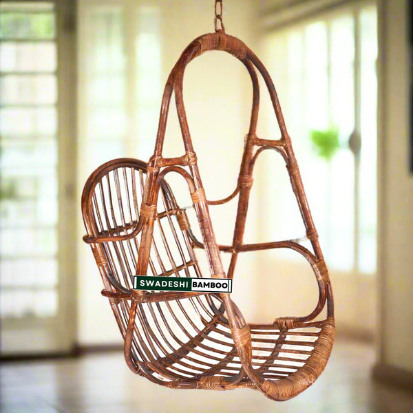 Swadeshi Bamboo Cane Swing Jhula | Indoor and Outdoor swing | Rattan Cane Jhula for Balcony, Patio, Garden, Restaurant | Size- Medium