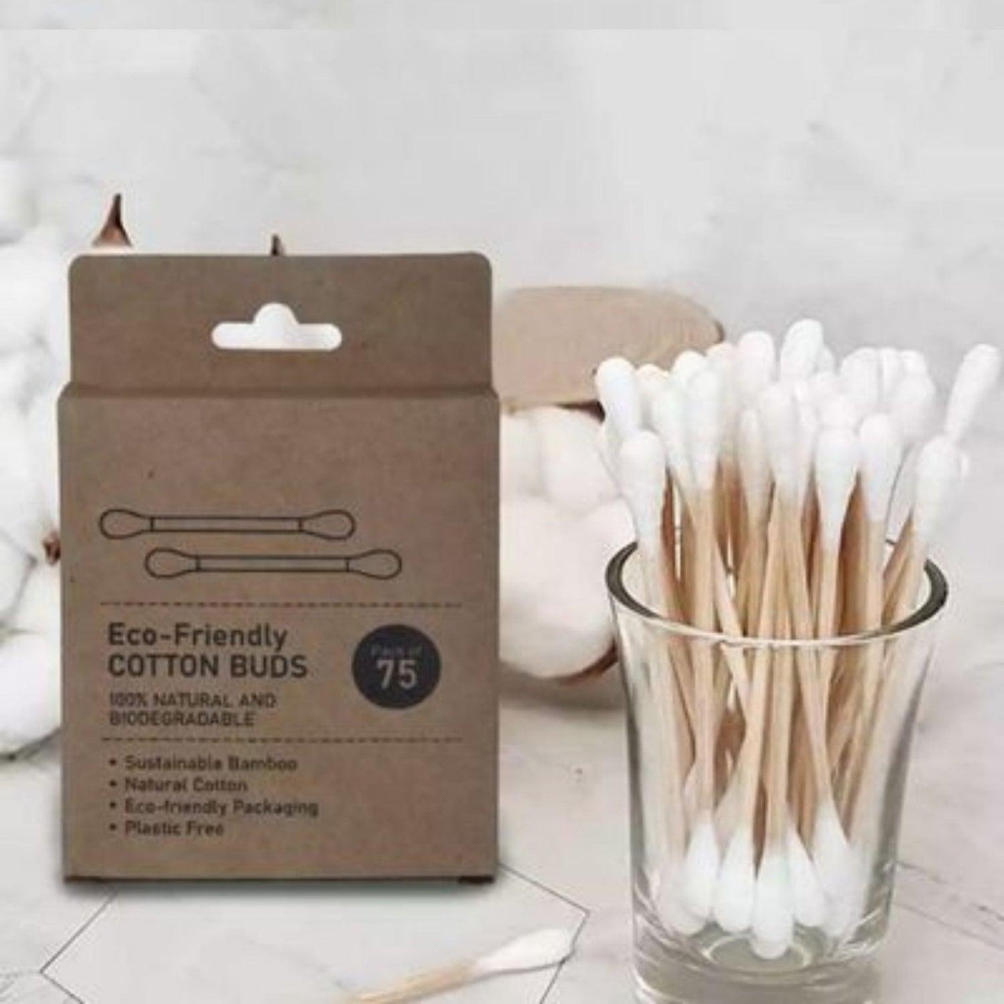 Bamboo Cotton Swabs | 150 Swabs - 75 Sticks | Soft and Gentle Earbuds - swadeshibamboo