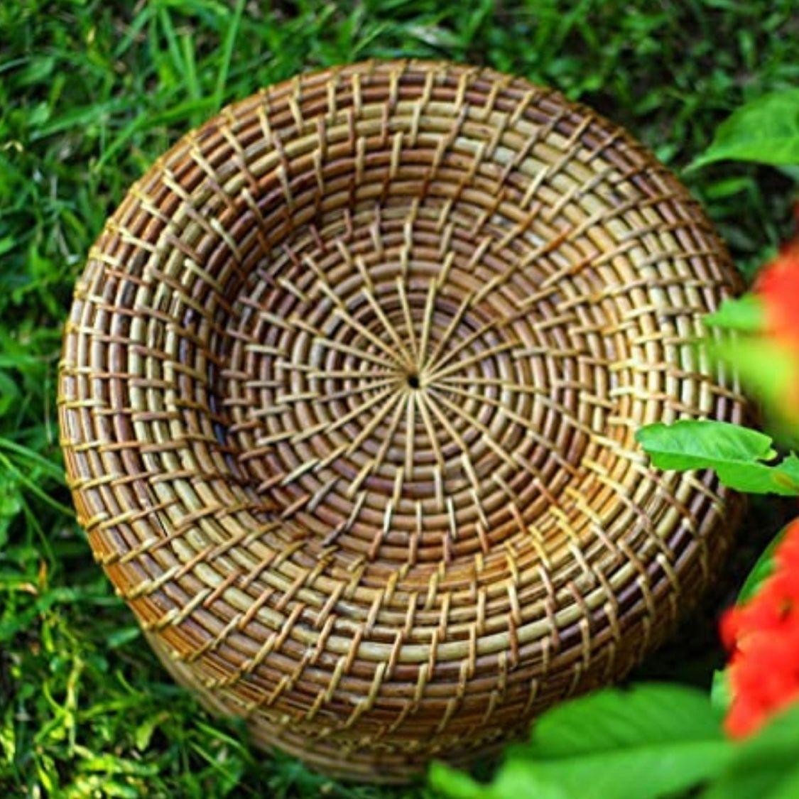 Bamboo Cane Stool for Patio Living Room Balcony Cafe Garden Muda/Stool