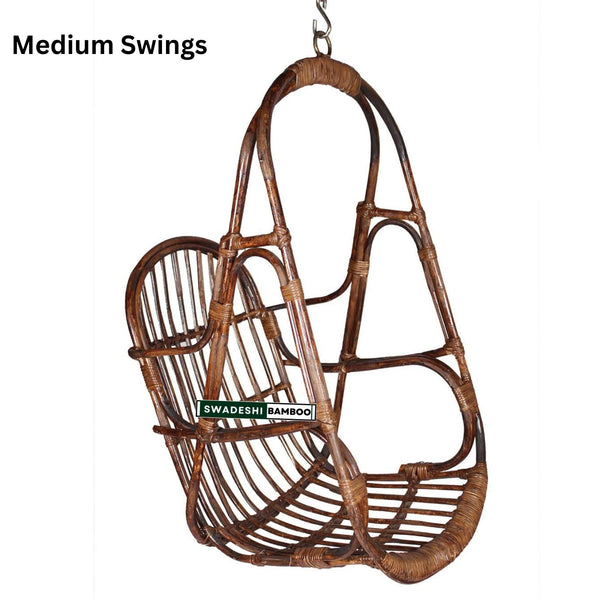 Swadeshi Bamboo Cane Swing Jhula | Indoor and Outdoor swing | Rattan Cane Jhula for Balcony, Patio, Garden, Restaurant | Size- Medium