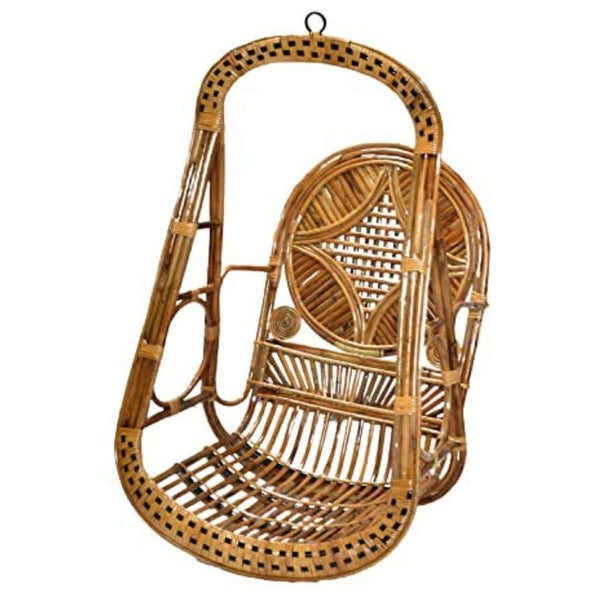 Swadeshi Bamboo Cane Swing Jhula | Single Seater Cane Wood Swing Chair | Indoor and Outdoor swing | Rattan Cane Jhula for Balcony, Patio, Garden - swadeshibamboo