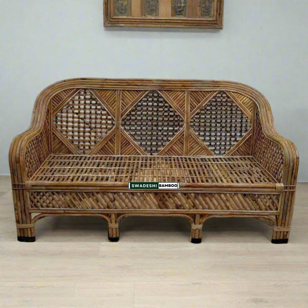 Three Seater Designer Bamboo Sofa Set For Home, Office and Garden