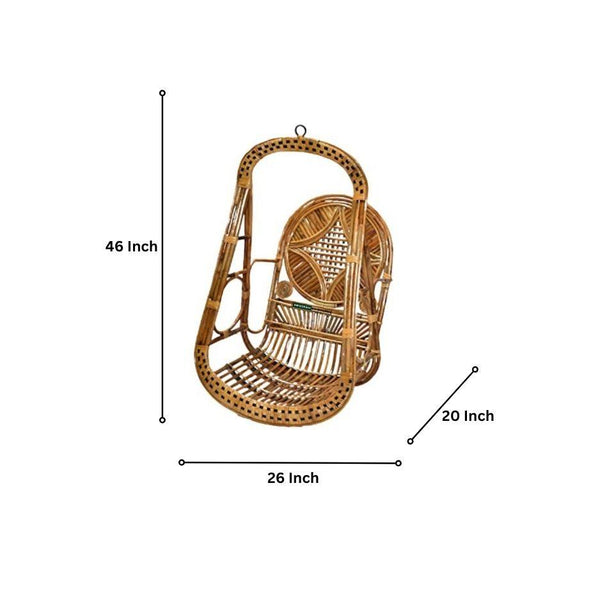 Swadeshi Bamboo Cane Swing Jhula | Single Seater Cane Wood Swing Chair | Indoor and Outdoor swing | Rattan Cane Jhula for Balcony, Patio, Garden - swadeshibamboo