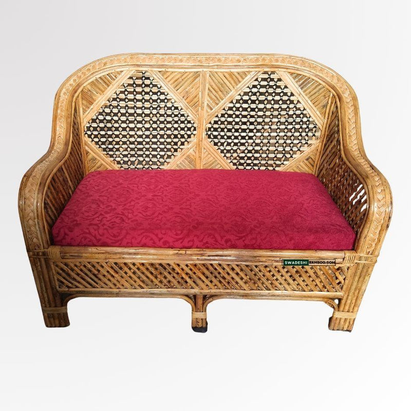 Swadeshi Bamboo Cane Rattan Sofa 2 Seater Couch for Home office Balcony & garden, reception, Hotel & Resort - swadeshibamboo