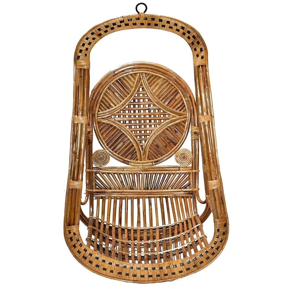 Swadeshi Bamboo Cane Swing Jhula | Single Seater Cane Wood Swing Chair | Indoor and Outdoor swing | Rattan Cane Jhula for Balcony, Patio, Garden