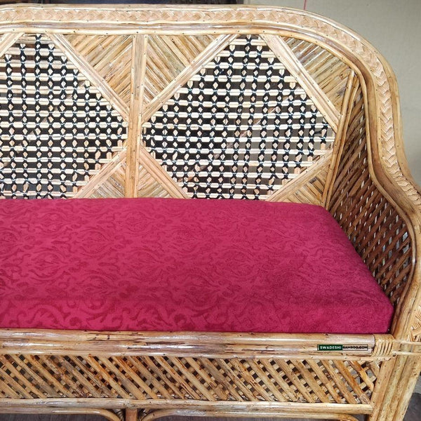 Swadeshi Bamboo Cane Rattan Sofa 2 Seater Couch for Home office Balcony & garden, reception, Hotel & Resort - swadeshibamboo