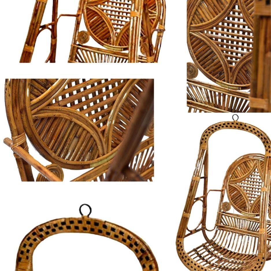 Swadeshi Bamboo Cane Swing Jhula | Single Seater Cane Wood Swing Chair | Indoor and Outdoor swing | Rattan Cane Jhula for Balcony, Patio, Garden - swadeshibamboo