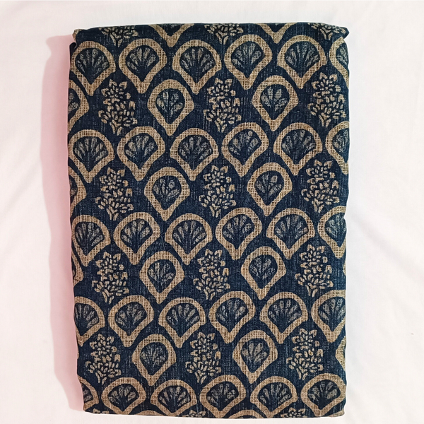 Women's Khadi Silk Printed Saree With Blouse Piece (Blue)