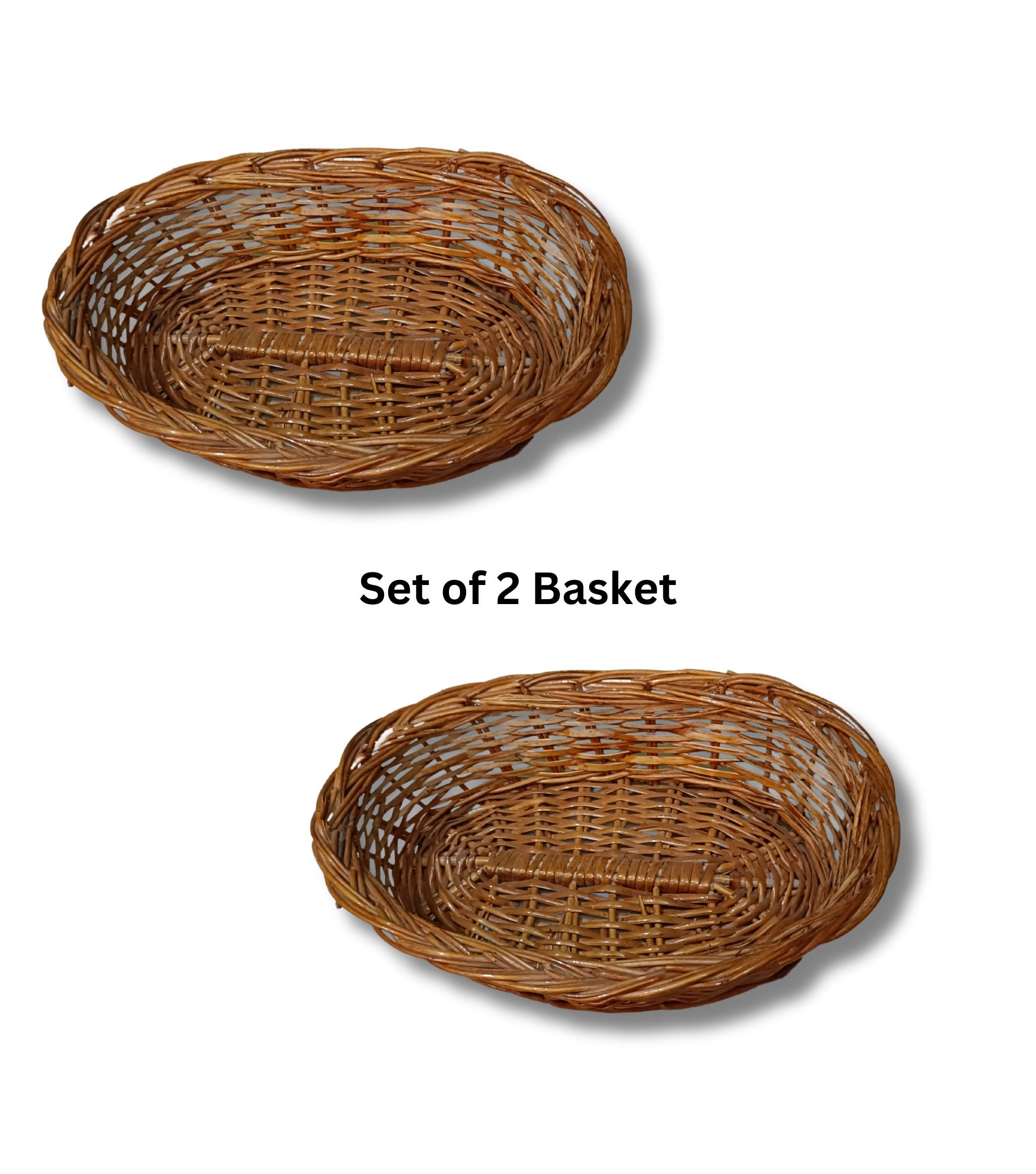 Oval Shaped Bamboo Multipurpose Handmade Basket Set of 2(11")