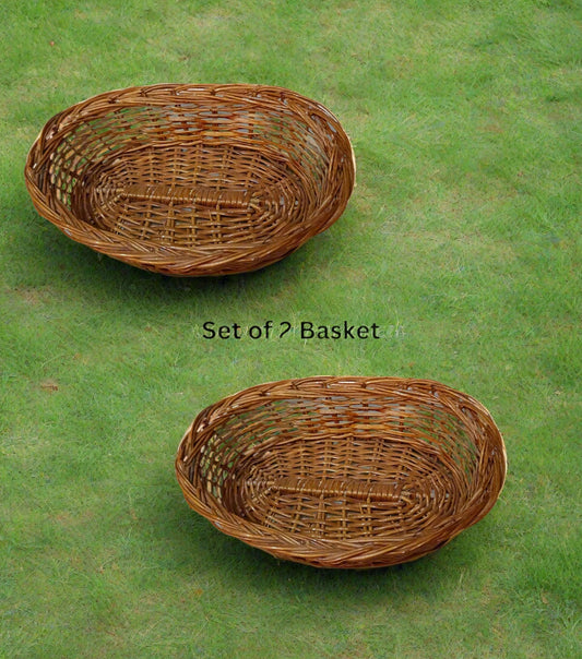 Oval Shaped Bamboo Multipurpose Handmade Basket Set of 2(11") - swadeshibamboo