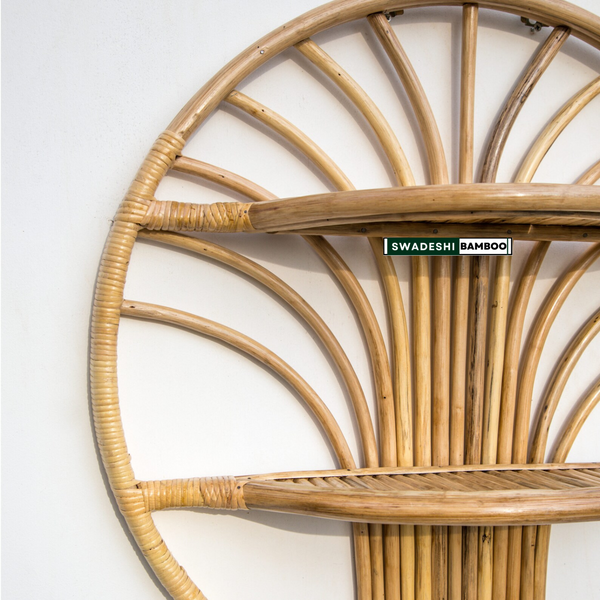 Tree Round Bamboo Shelves/Rattan Wall Shelf For Living Room, Bathroom, Kitchen, Nursery and Kids Room
