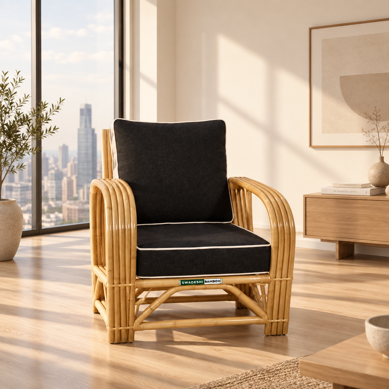 Bamboo Cane Arm Chair (Set Of 2)