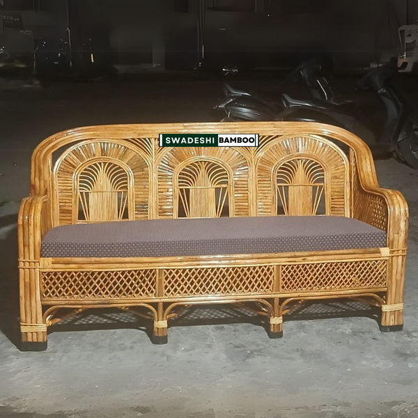 3-Seater Sofa Couch for Home, Living Room, Garden, Office with Cushion (Rajdarbar Design)