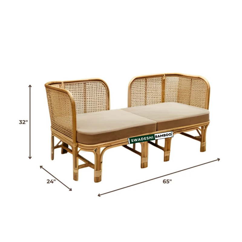 Bamboo Cane Three Seater Sofa