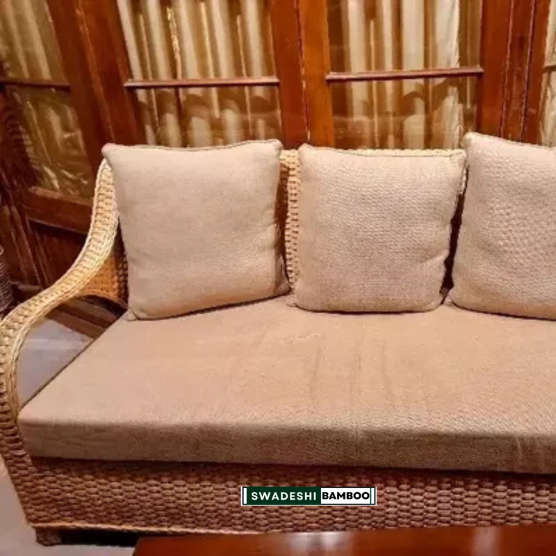 Bamboo Cane 5 Seater Sofa Set With Table