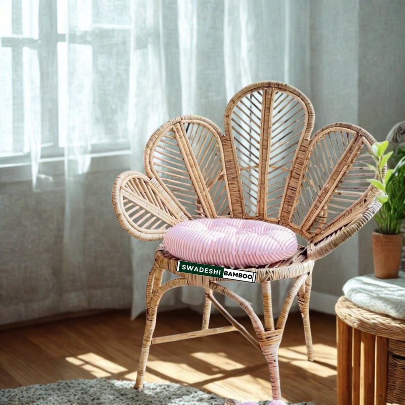 Bamboo Cane Flower Sofa With Chairs Set & Table for Home, Living Room, Office, Outdoor & Indoor