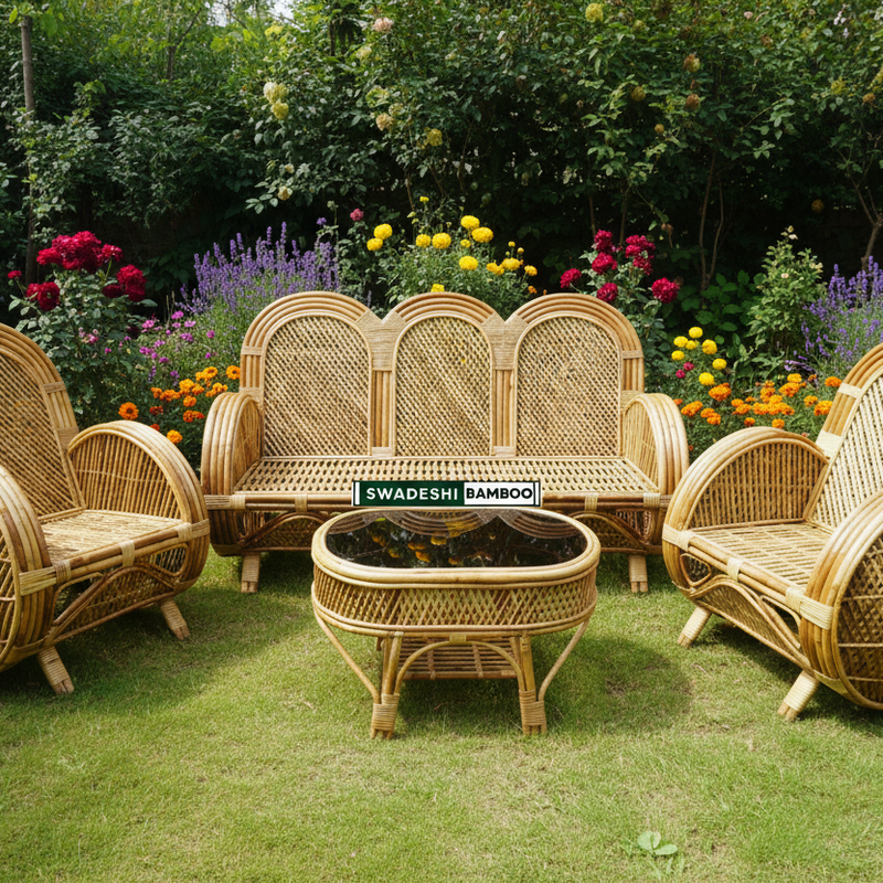 Bamboo Sofa Set for Home, Living Room, Office, Outdoor & Indoor