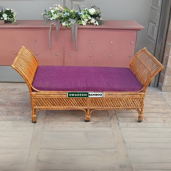 Cane 2-Seater Sofa Cum Couch – Comfortable Dewan with Side Handles