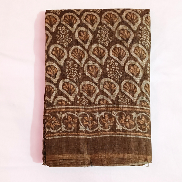 Women's Khadi Saree With Blouse Piece (Brown)