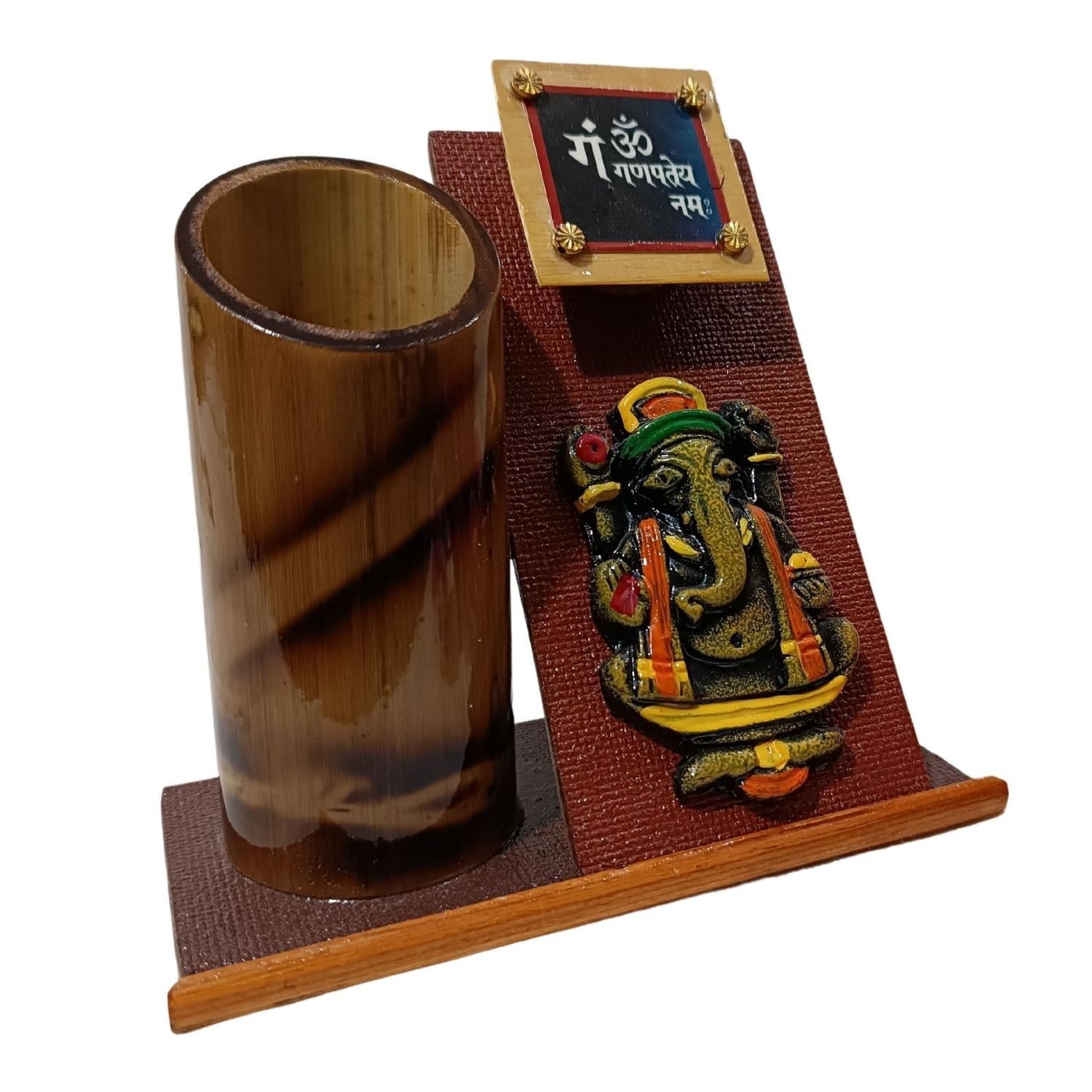 Ganesh flower stand Bamboo pen Holder for gifting