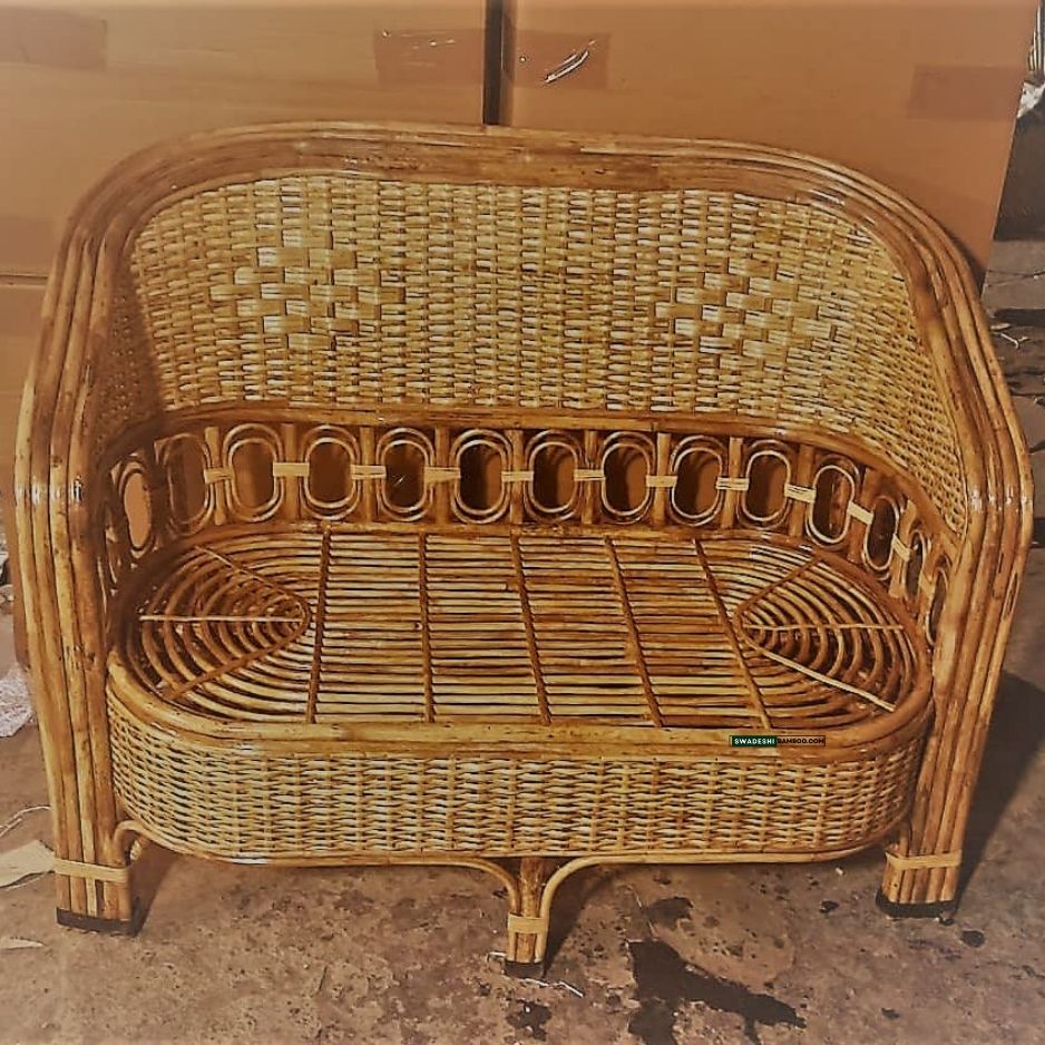 2 seater cane bamboo couch