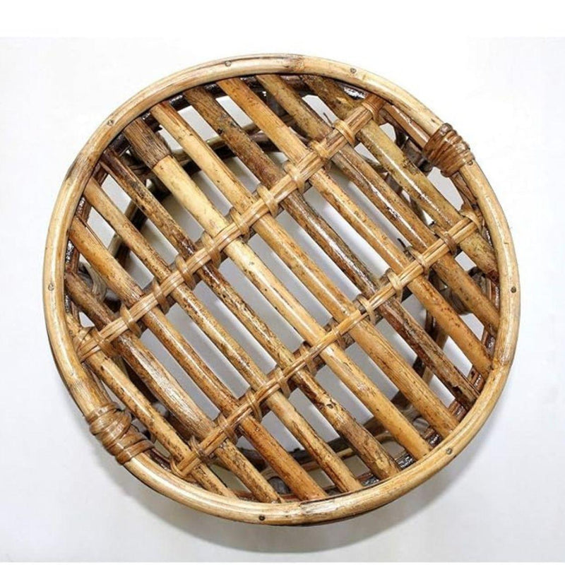 Bamboo Stool muda | Cane round Muda for Living Room, Balcony and Garden - swadeshibamboo