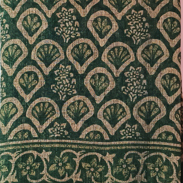 Women Khadi Printed Cotton Saree with Blouse (Green)