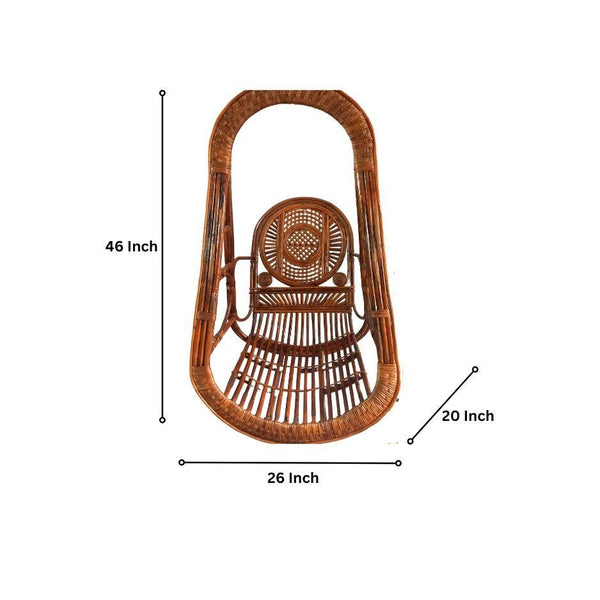 Swadeshi Bamboo Cane Swing Jhula | Single Seater Cane Wood Swing Chair | Indoor and Outdoor swing | Rattan Cane Jhula for Balcony, Patio, Garden, Restaurant , Home - swadeshibamboo