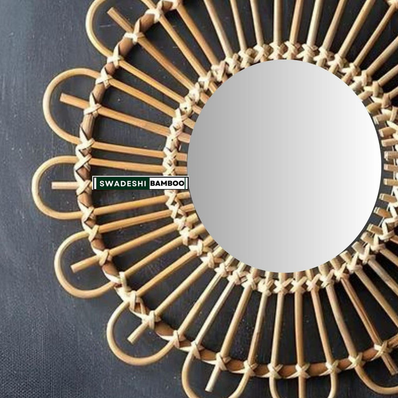 Bamboo Mirror, Decorative Mirror, Boho Mirror, Wall Mirror, Living Room Decor, Wall Hanging