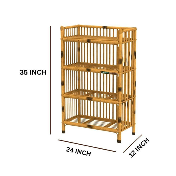 Bamboo Designer Rack I Strong Shoe Rack I 4-Tier Shelf Stand I Utility Rack I Bookshelf Rack for Office - swadeshibamboo